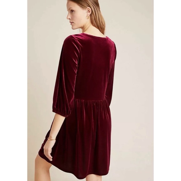 Anthropologie Amadi Red Greta Velvet Tunic Dress Size S - Picture 3 of 8